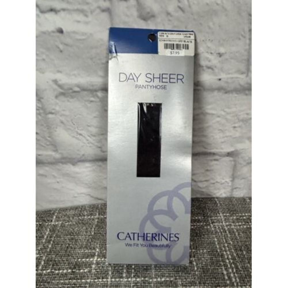 Catherine's Day Sheer Pantyhose Plus Size B Off Black New Up to 5'10" 265 lbs